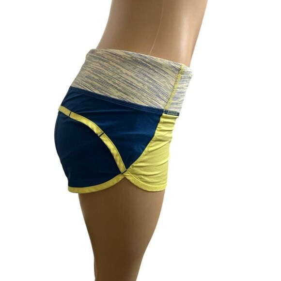 Lululemon Speed Short Neon Yellow and Blue Athletic Shorts - Picture 3 of 8